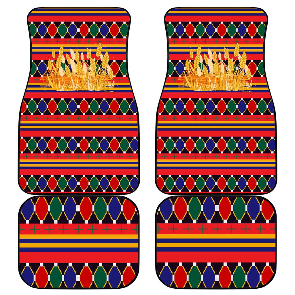 Burkina Faso Car Mats Kente Flag Red Green Blue Geometric - African Pride