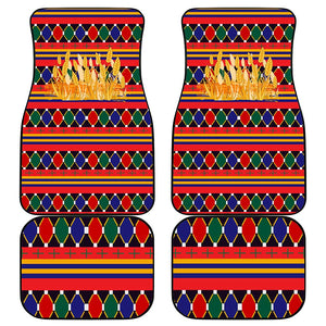 Burkina Faso Car Mats Kente Flag Red Green Blue Geometric - African Pride