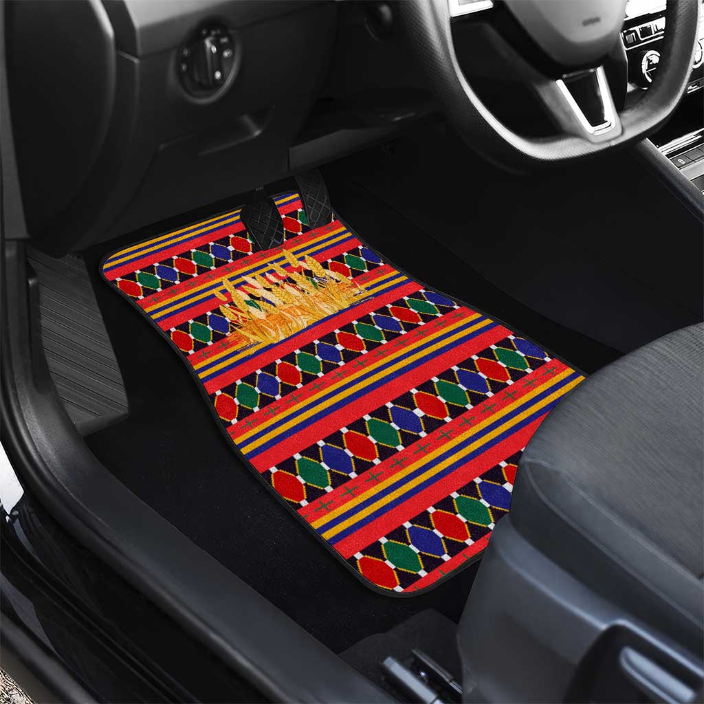 Burkina Faso Car Mats Kente Flag Red Green Blue Geometric - African Pride