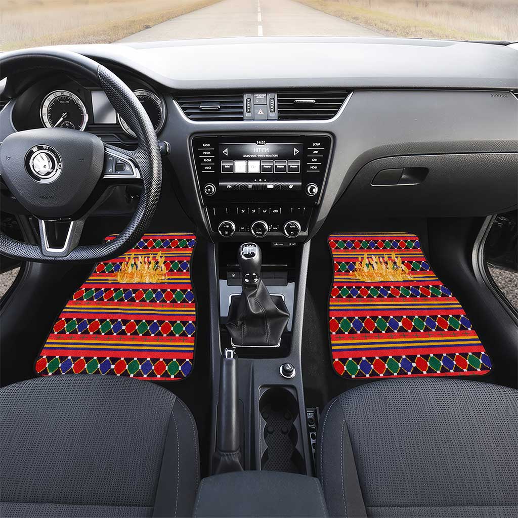 Burkina Faso Car Mats Kente Flag Red Green Blue Geometric - African Pride