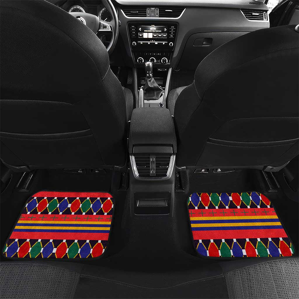 Burkina Faso Car Mats Kente Flag Red Green Blue Geometric - African Pride