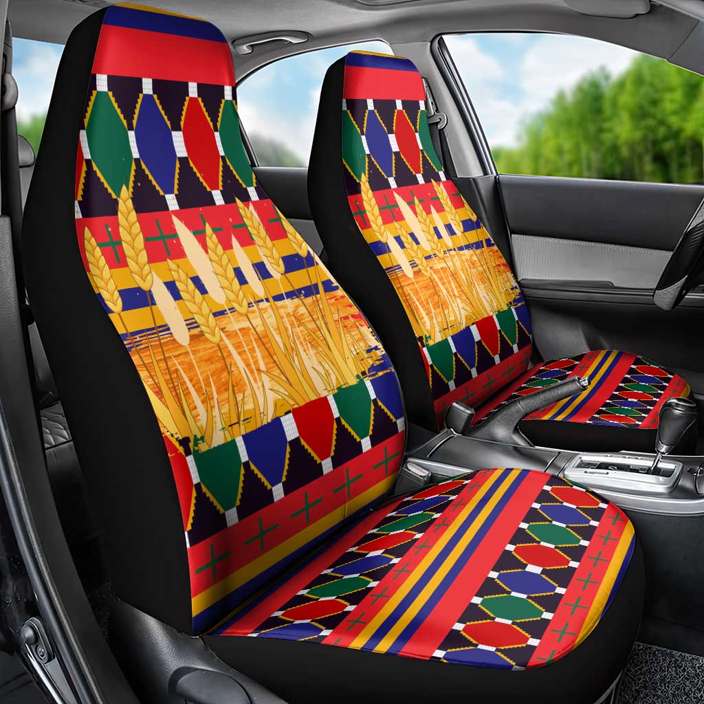 Burkina Faso Car Seat Cover Kente Flag Red Green Blue Geometric - African Pride