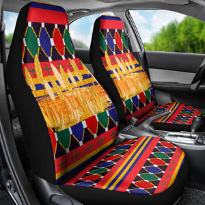 Burkina Faso Car Seat Cover Kente Flag Red Green Blue Geometric - African Pride