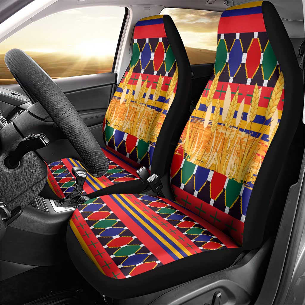 Burkina Faso Car Seat Cover Kente Flag Red Green Blue Geometric - African Pride