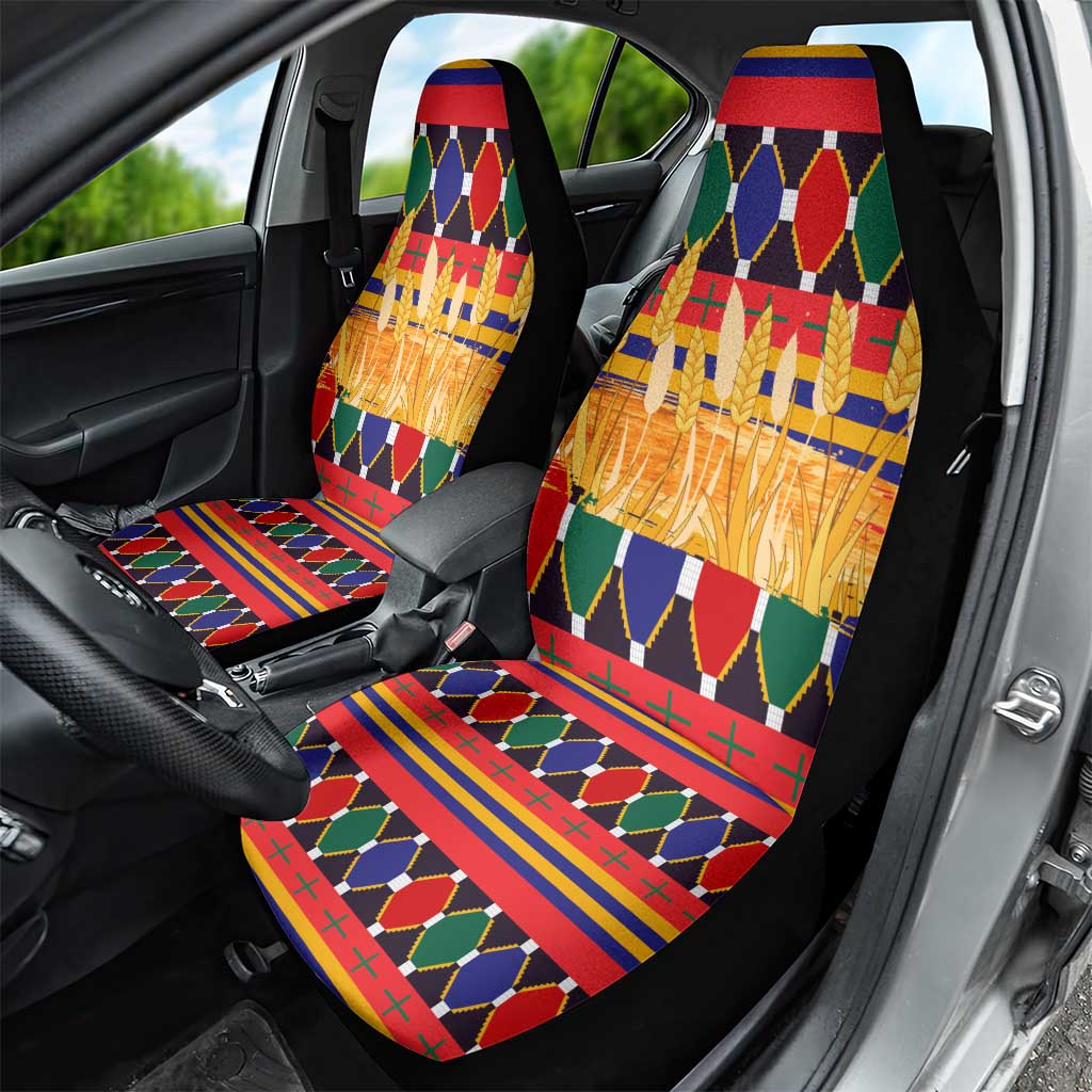 Burkina Faso Car Seat Cover Kente Flag Red Green Blue Geometric - African Pride