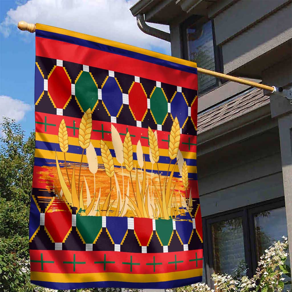 Burkina Faso Garden Flag Kente Flag Red Green Blue Geometric - African Pride