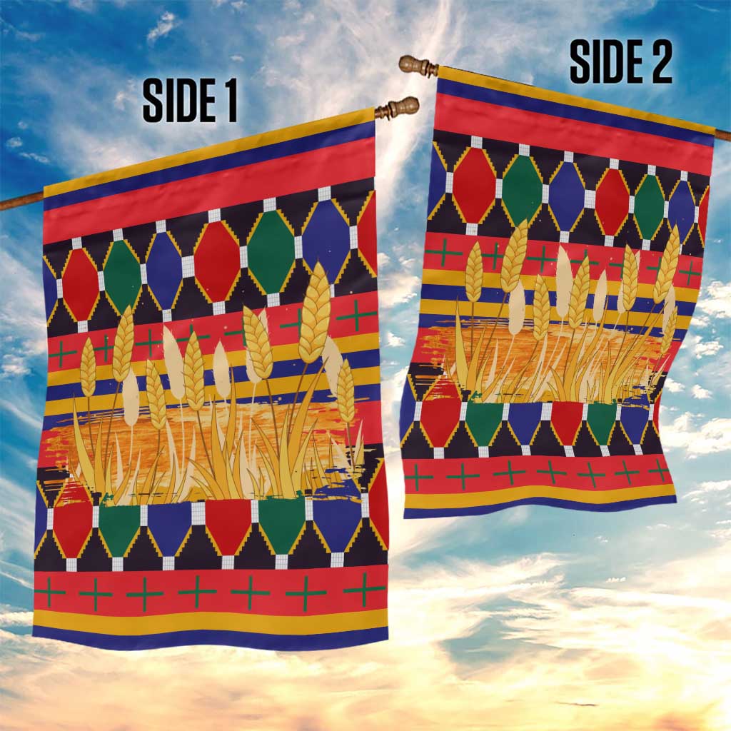 Burkina Faso Garden Flag Kente Flag Red Green Blue Geometric - African Pride
