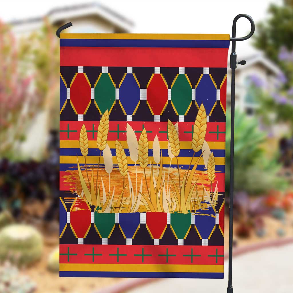 Burkina Faso Garden Flag Kente Flag Red Green Blue Geometric - African Pride