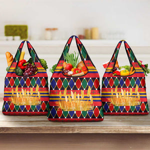 Burkina Faso Grocery Bag Kente Flag Red Green Blue Geometric - African Pride