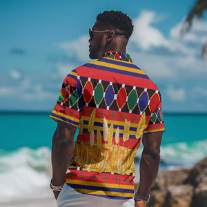 Burkina Faso Hawaiian Shirt Kente Flag Red Green Blue Geometric - African Pride