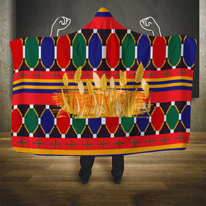 Burkina Faso Hooded Blanket Kente Flag Red Green Blue Geometric - African Pride