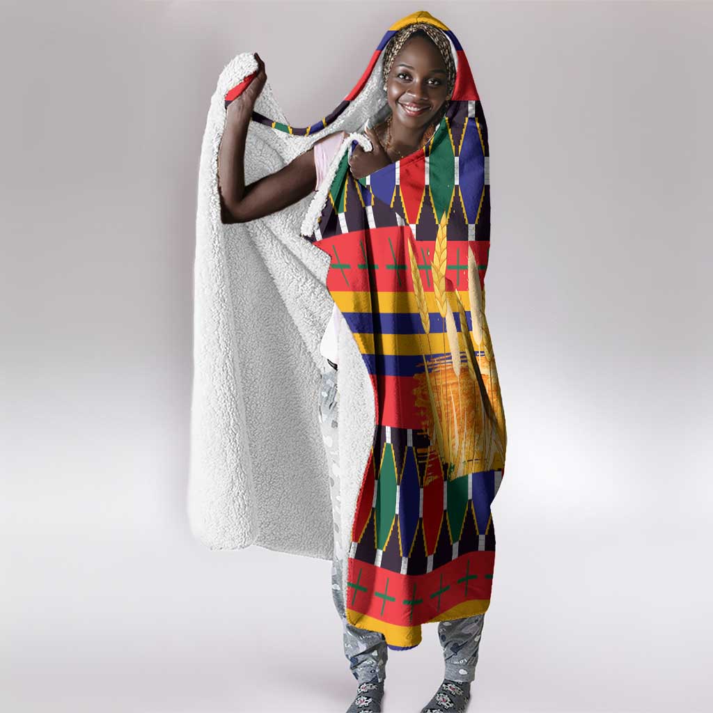 Burkina Faso Hooded Blanket Kente Flag Red Green Blue Geometric - African Pride