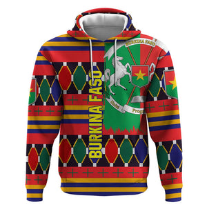 Burkina Faso Hoodie Kente Flag Red Green Blue Geometric - African Pride