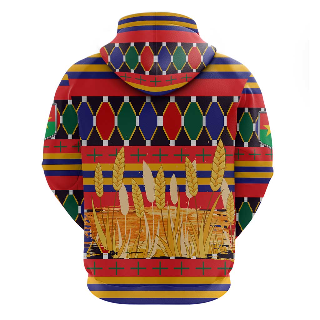 Burkina Faso Hoodie Kente Flag Red Green Blue Geometric - African Pride