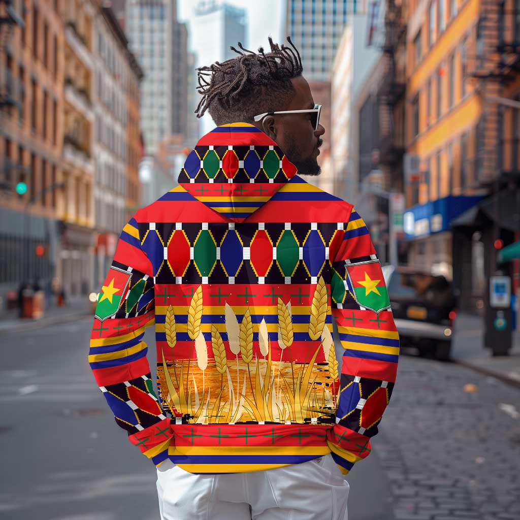 Burkina Faso Hoodie Kente Flag Red Green Blue Geometric - African Pride