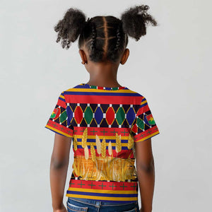 Burkina Faso Kid T shirt Kente Flag Red Green Blue Geometric - African Pride