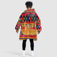 Burkina Faso Kid Wearable Blanket Hoodie Kente Flag Red Green Blue Geometric - African Pride