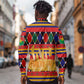 Burkina Faso Long Sleeve Button Shirt Kente Flag Red Green Blue Geometric - African Pride