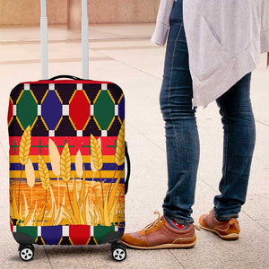 Burkina Faso Luggage Cover Kente Flag Red Green Blue Geometric - African Pride