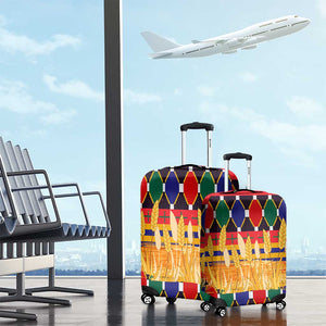 Burkina Faso Luggage Cover Kente Flag Red Green Blue Geometric - African Pride