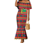 Burkina Faso Mermaid Dress Kente Flag Red Green Blue Geometric - African Pride