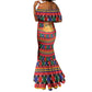 Burkina Faso Mermaid Dress Kente Flag Red Green Blue Geometric - African Pride