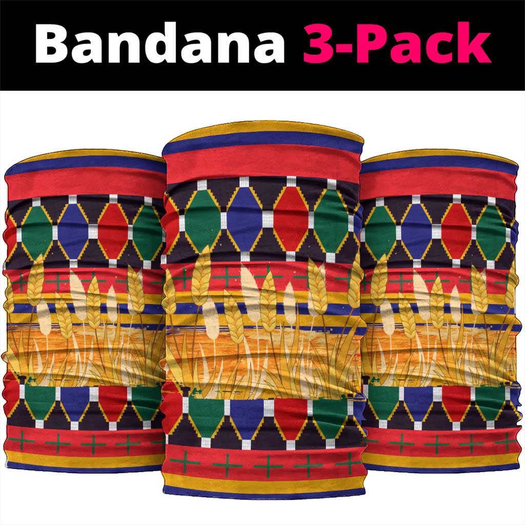 Burkina Faso Neck Gaiter Kente Flag Red Green Blue Geometric - African Pride
