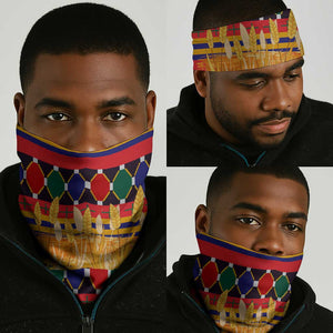 Burkina Faso Neck Gaiter Kente Flag Red Green Blue Geometric - African Pride