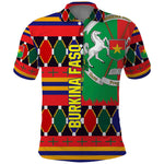 Burkina Faso Polo Shirt Kente Flag Red Green Blue Geometric - African Pride