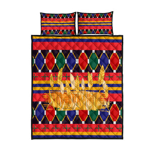 Burkina Faso Quilt Bed Set Kente Flag Red Green Blue Geometric - African Pride