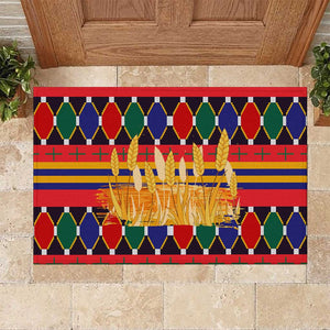 Burkina Faso Rubber Doormat Kente Flag Red Green Blue Geometric - African Pride