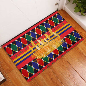 Burkina Faso Rubber Doormat Kente Flag Red Green Blue Geometric - African Pride