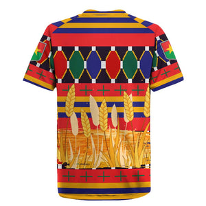 Burkina Faso Rugby Jersey Kente Flag Red Green Blue Geometric - African Pride