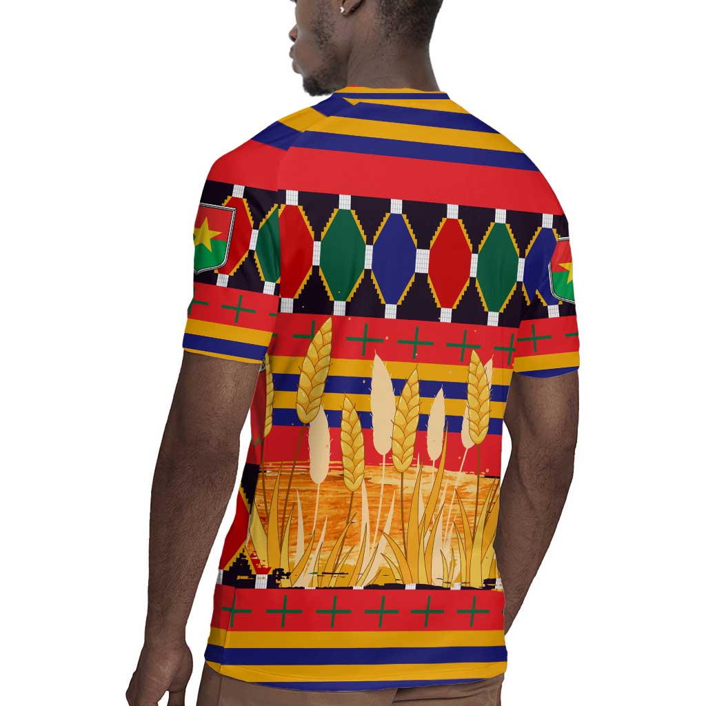 Burkina Faso Rugby Jersey Kente Flag Red Green Blue Geometric - African Pride