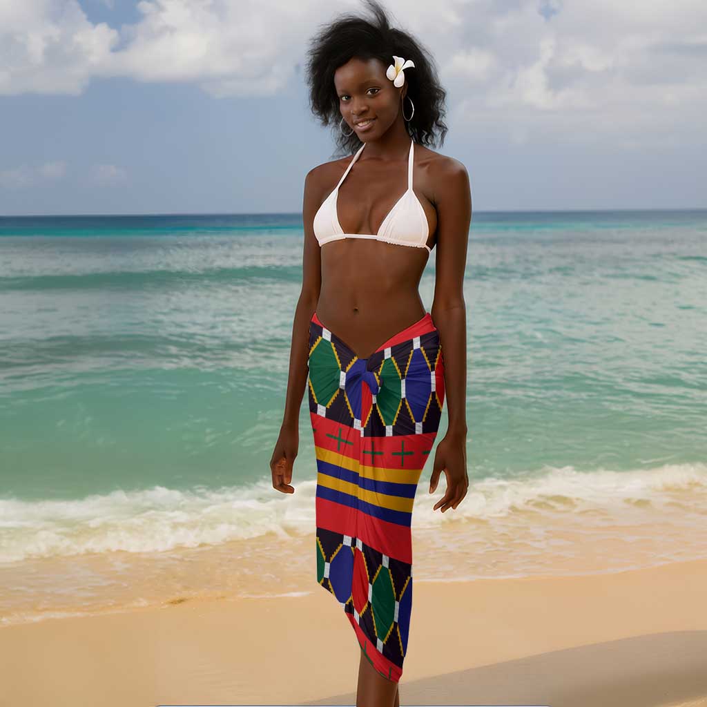Burkina Faso Sarong Kente Flag Red Green Blue Geometric - African Pride