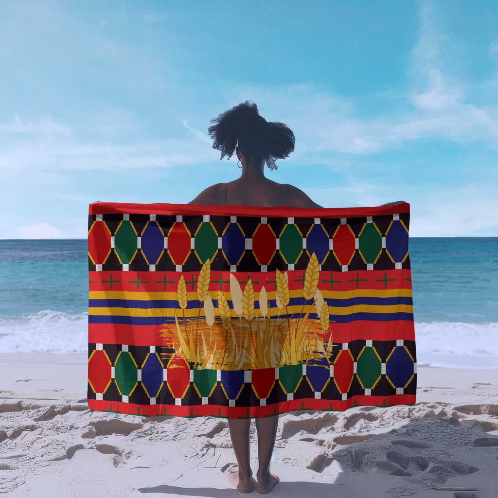 Burkina Faso Sarong Kente Flag Red Green Blue Geometric - African Pride