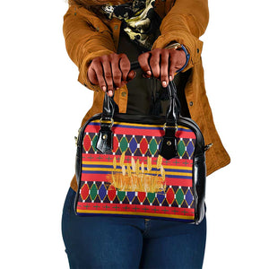 Burkina Faso Shoulder Handbag Kente Flag Red Green Blue Geometric - African Pride