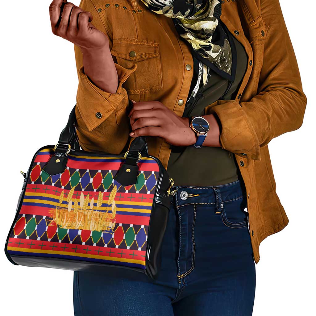 Burkina Faso Shoulder Handbag Kente Flag Red Green Blue Geometric - African Pride