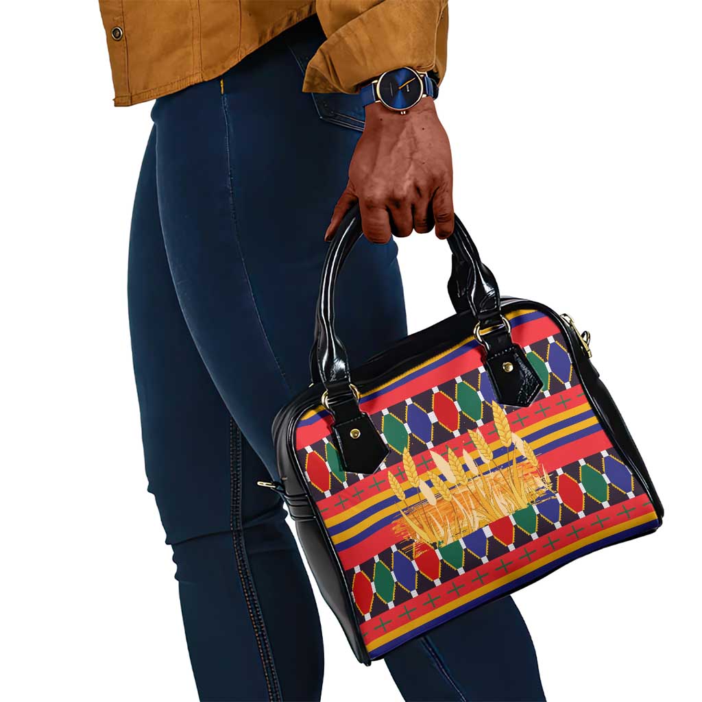 Burkina Faso Shoulder Handbag Kente Flag Red Green Blue Geometric - African Pride