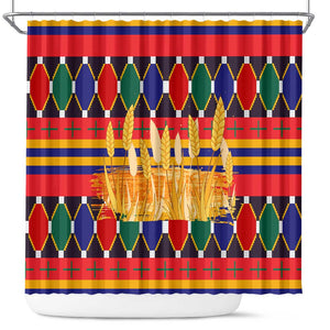 Burkina Faso Shower Curtain Kente Flag Red Green Blue Geometric - African Pride