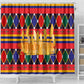 Burkina Faso Shower Curtain Kente Flag Red Green Blue Geometric - African Pride