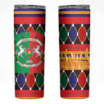 Burkina Faso Skinny Tumbler Kente Flag Red Green Blue Geometric - African Pride