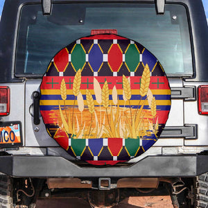 Burkina Faso Spare Tire Cover Kente Flag Red Green Blue Geometric - African Pride