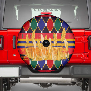 Burkina Faso Spare Tire Cover Kente Flag Red Green Blue Geometric - African Pride