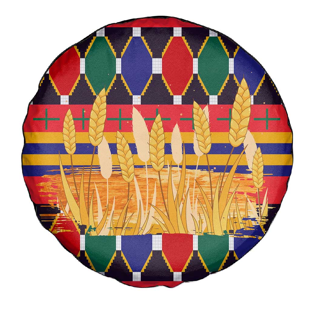 Burkina Faso Spare Tire Cover Kente Flag Red Green Blue Geometric - African Pride