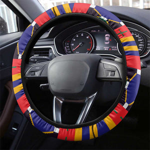 Burkina Faso Steering Wheel Cover Kente Flag Red Green Blue Geometric - African Pride