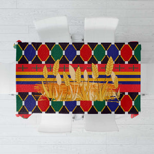 Burkina Faso Tablecloth Kente Flag Red Green Blue Geometric - African Pride