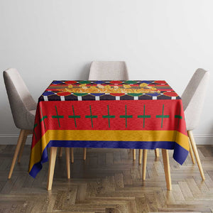 Burkina Faso Tablecloth Kente Flag Red Green Blue Geometric - African Pride