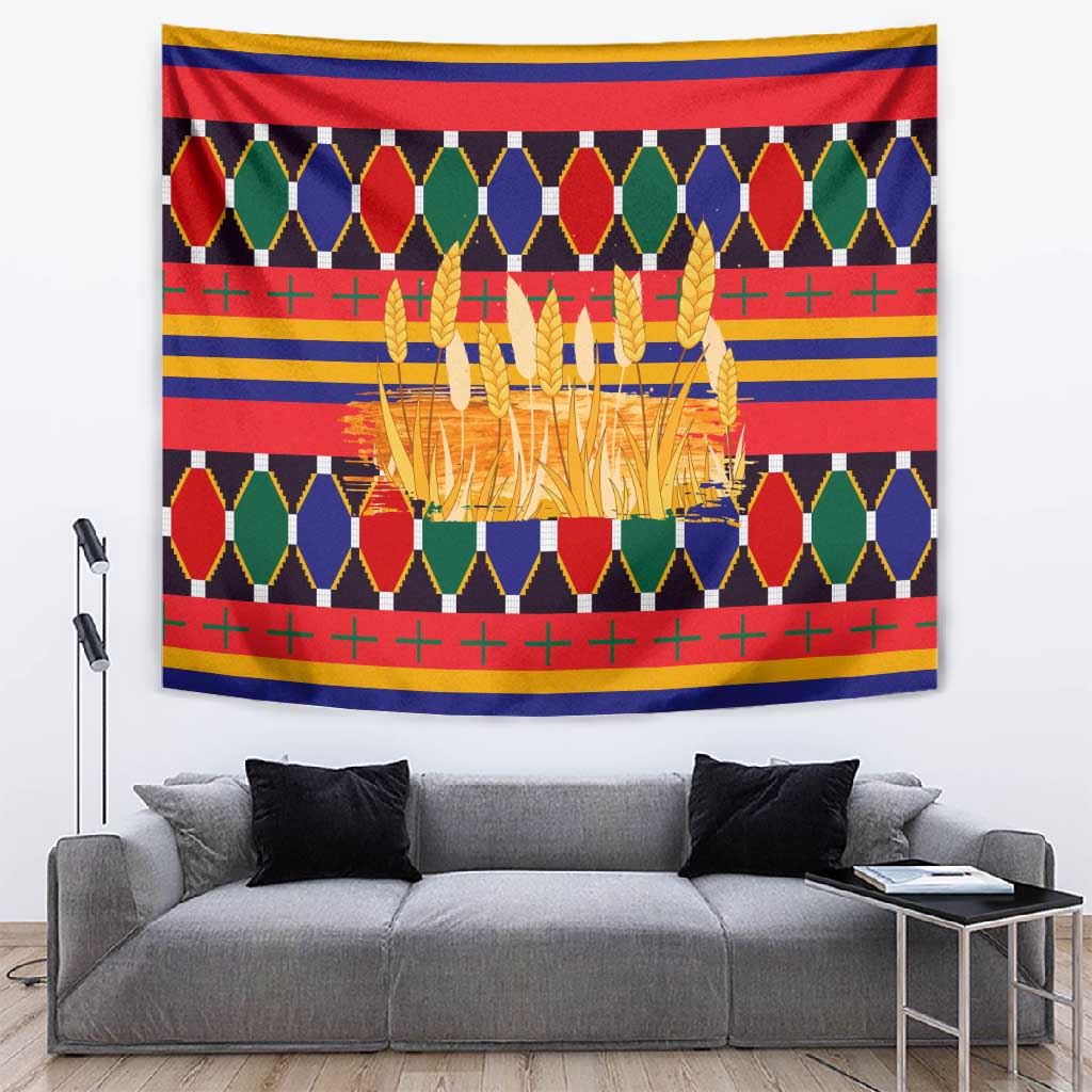 Burkina Faso Tapestry Kente Flag Red Green Blue Geometric - African Pride
