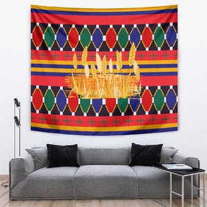 Burkina Faso Tapestry Kente Flag Red Green Blue Geometric - African Pride